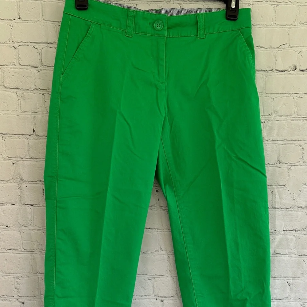 Crown & Ivy Green Straight-Leg Cotton Crop Pants(2%spandex) size 6
